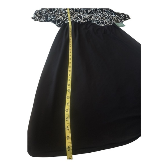 NWT-Elegant Black Dress with Beaded Overlay - Picture 9 of 11
